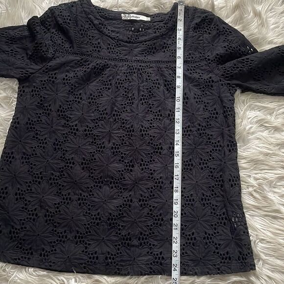 Urban Outfitters L’affaire Black Floral Eyelet Designed Top (Size: Small) - Picture 13 of 15